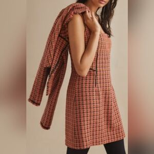 Anthropologie Multicolor Tweed Midi Dress and Jacket Set